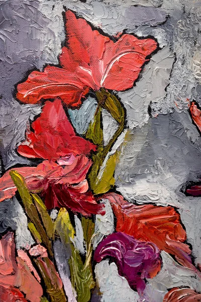 İzlenimcilik sanat, renkli görüntü, arka planlar ve duvar kağıdı, tuval üzerine çiçek desenli boyalı boyama natürmort yağ doku, süsen