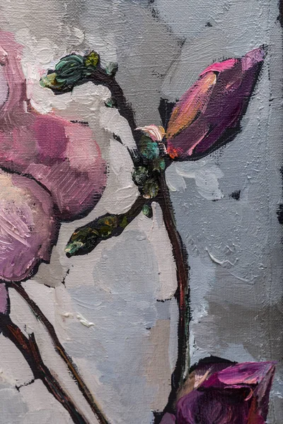 Olieverf schilderij Stilleven met magnolia — Stockfoto