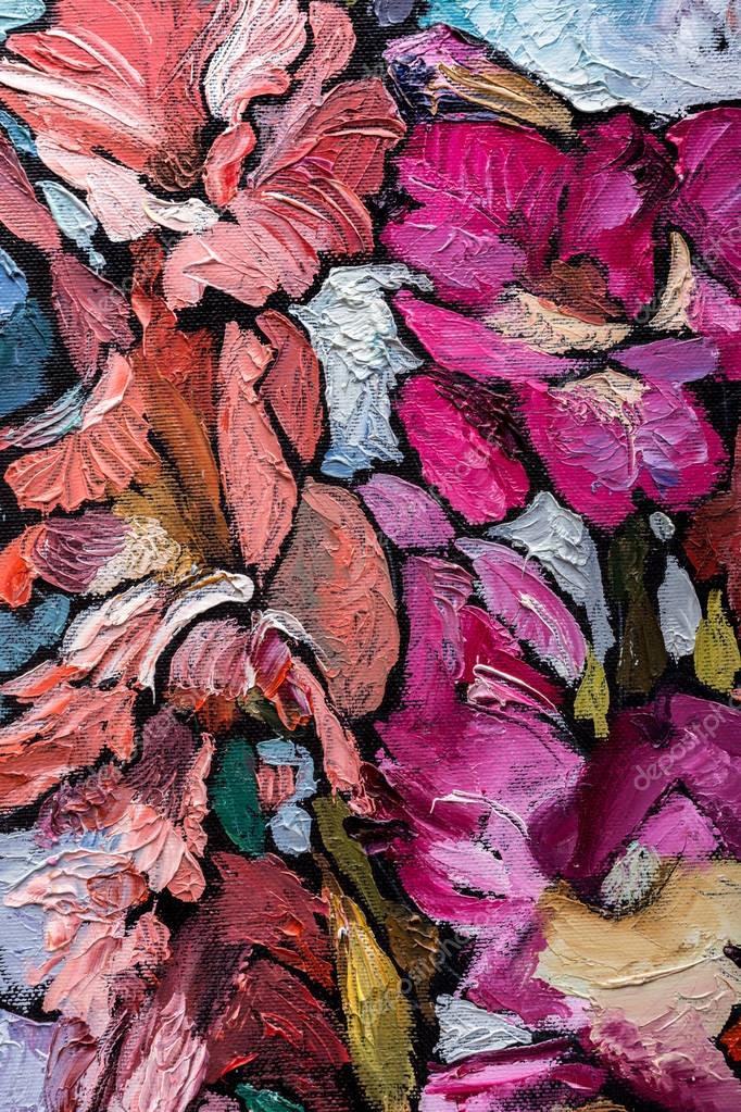 Texture De Lhuile Peinture Nature Morte Art Impressionnisme Iris