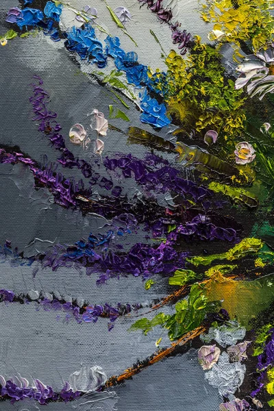 Pintura al óleo naturaleza muerta con flores —  Fotos de Stock