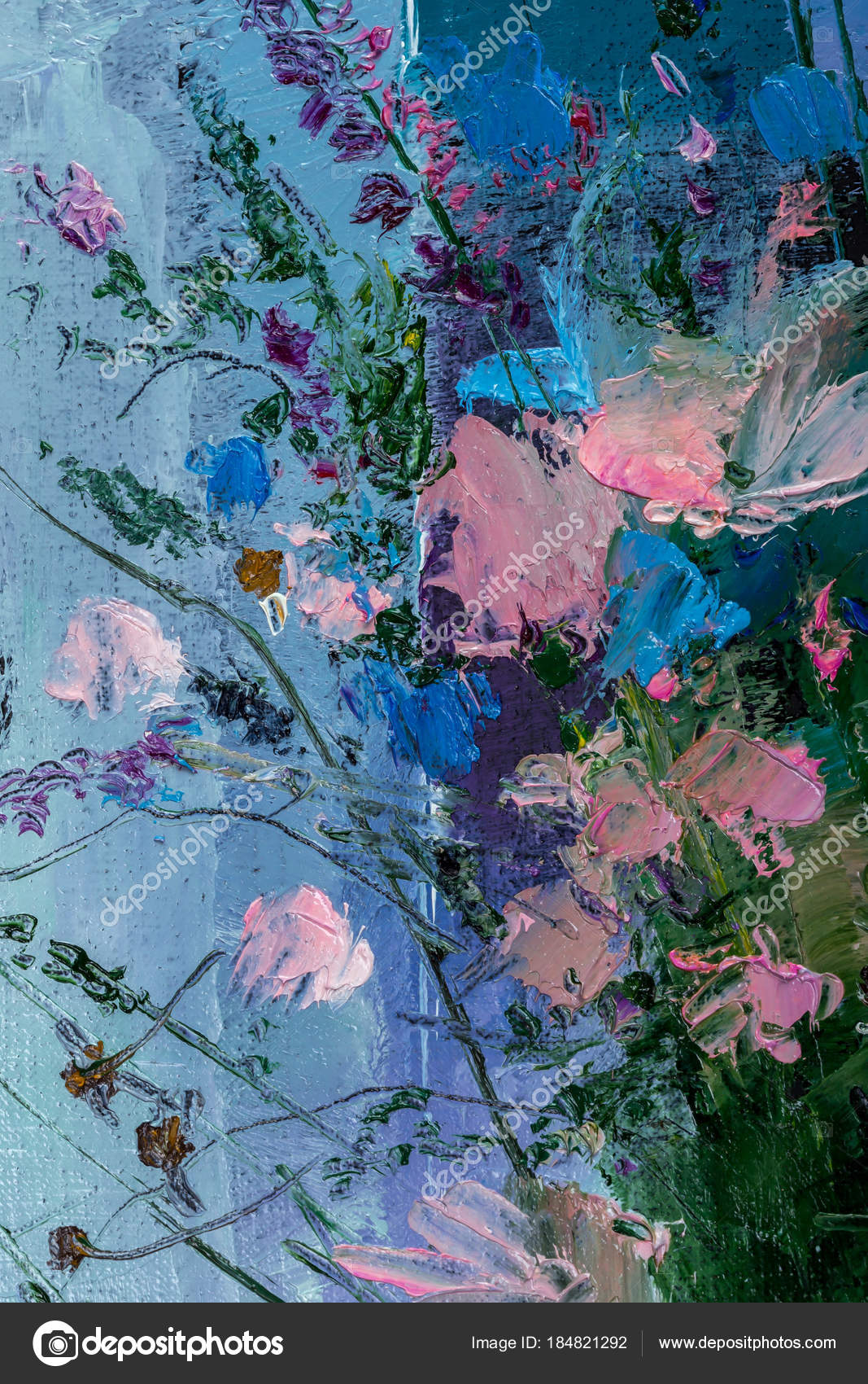 ik ga akkoord met vermijden hoed Olieverf schilderij Stilleven met bloemen op Canvas met textuur — Stockfoto  © slava_samoilenko #184821292