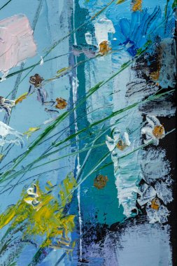 Dokulu tuval üzerinde çiçekli Natürmort Yağlıboya Resim