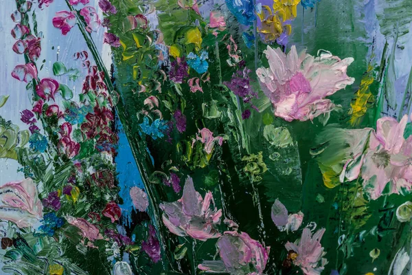 Dokulu tuval üzerinde çiçekli Natürmort Yağlıboya Resim