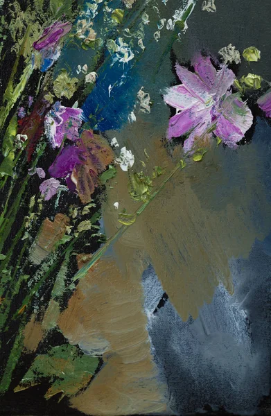 Oil painting still life with  flowers On  Canvas with  texture — Stock Photo, Image