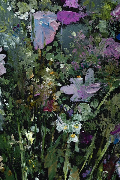 Oljemålning Stilleben med blommor på Canvas med textur — Stockfoto