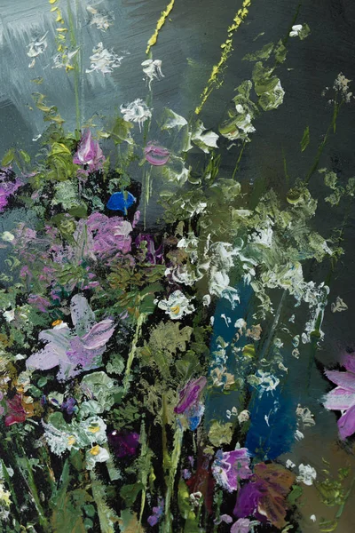 Dokulu tuval üzerinde çiçekli Natürmort Yağlıboya Resim