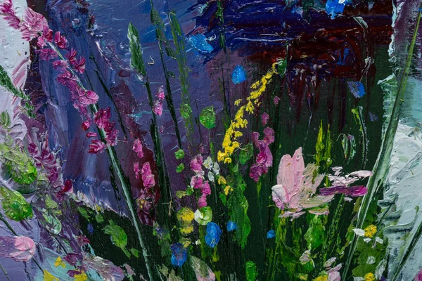 Oil painting still life with  flowers On  Canvas with  texture — Stock Photo, Image