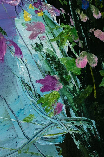 Ölgemälde Stillleben mit Blumen auf Leinwand mit Textur — Stockfoto