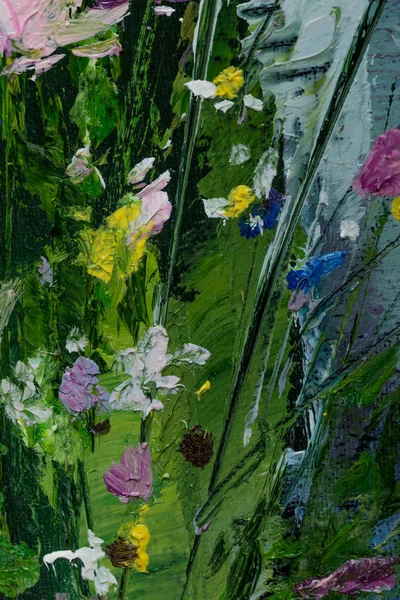 Oil painting still life with  flowers On  Canvas with  texture