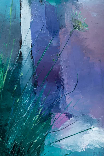 Pintura al óleo Bodegón con flores Sobre Lienzo con textura Imagen De Stock