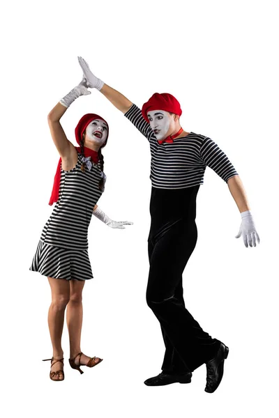 Couple of mimes isolated on white — Stock Photo, Image