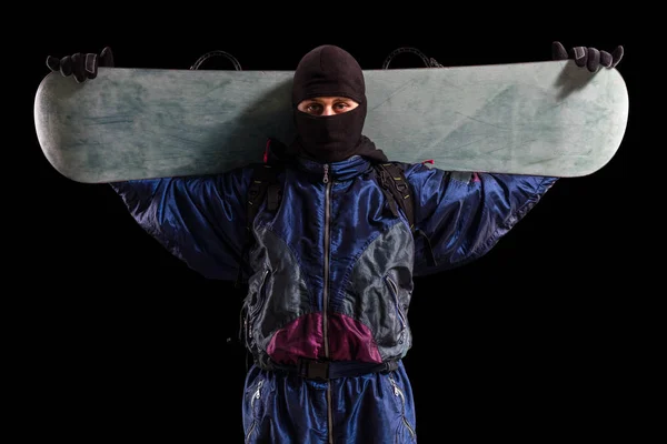 Stående snowboardåkare isolerade, närbild — Stockfoto