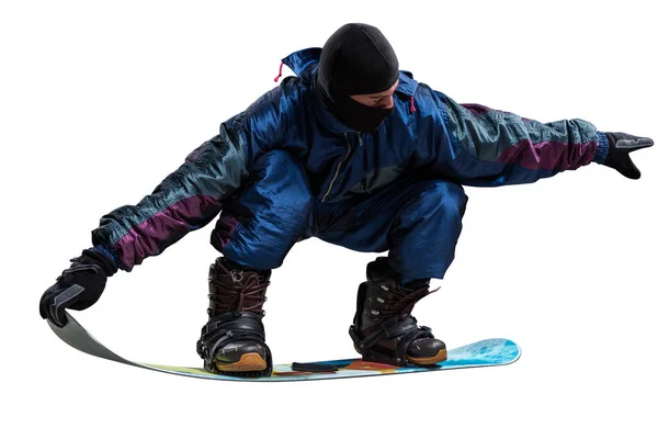 Їзда сноубордист ізольовані на білому — стокове фото