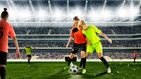 Female soccer players during a scrimmage on a soccer match — Stock Photo, Image