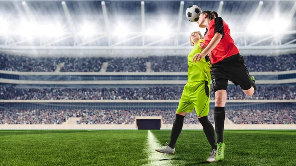 female soccer players having a scrimmage on a soccer match