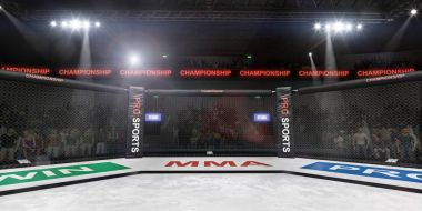 mma mücadele sahne yan görünüm ışıklar 3d render altında