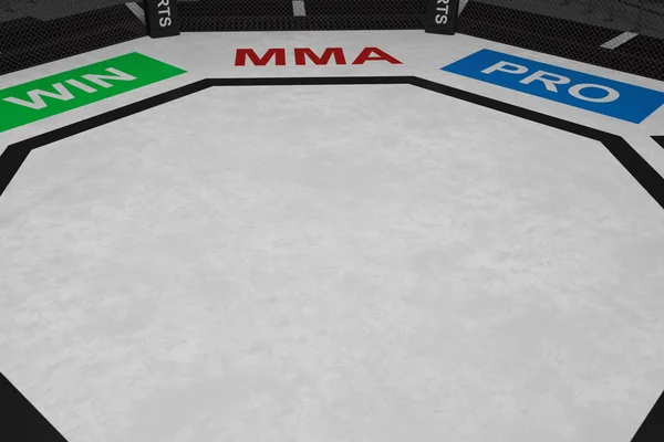 Mma fighting octagon stage 3d render — Stock Photo, Image