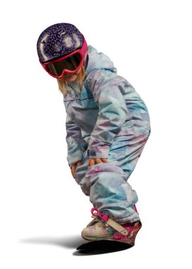izole küçük snowboard kız