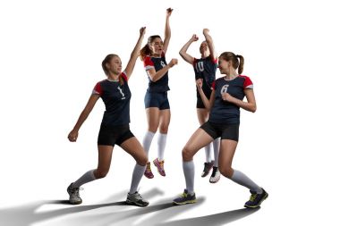 Beyaz izole kadın voleybol takımı