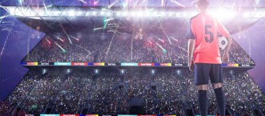 futbol sahası üzerinde üniforma Kırmızılı kadın futbolcu