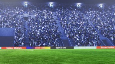ışıklar ve spectors panorama 3d render ile futbol sahası