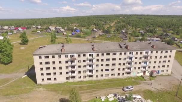 Aerial View Destroyed Abandoned Houses Yubileiniy City Perm Region Russia — Stock Video