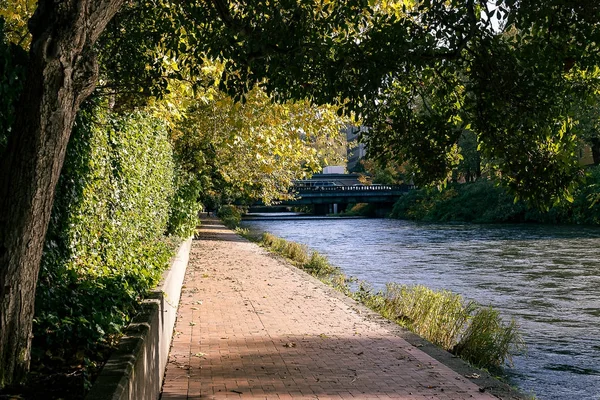 Caduta a piedi accanto al fiume — Foto Stock