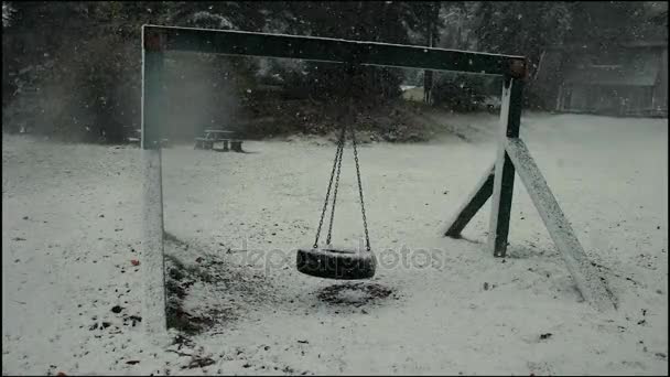 Tire Swing Swings Snow — Stock Video