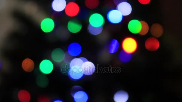 Blurry twinkling colored lights — Stock Video