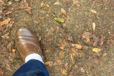 bir kahverengi deri ayakkabı