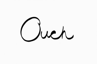 black cursive ouch on white clipart