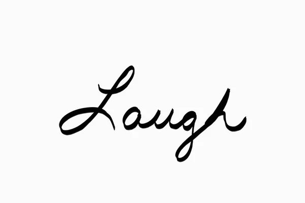 Negro risa cursiva en blanco — Foto de Stock