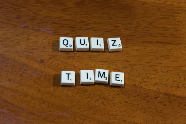 quiz time writtenn in game pieces