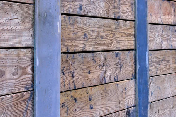 Pared de madera y acero —  Fotos de Stock
