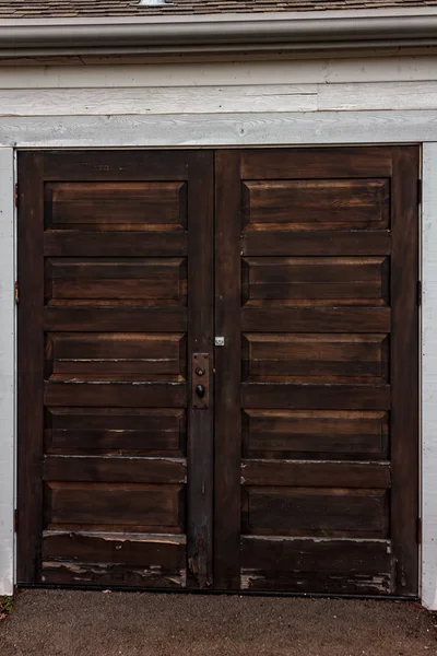 Porta dupla de madeira escura — Fotografia de Stock