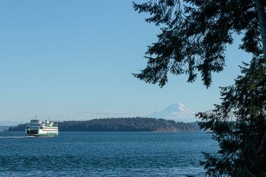 Washington feribotu Seattle sahili boyunca Puget Sound 'da.