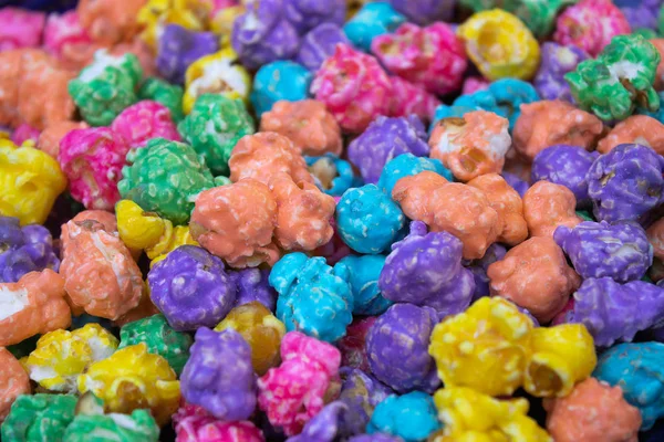 Large pile of bright multi colored popcorn — Stock Photo, Image