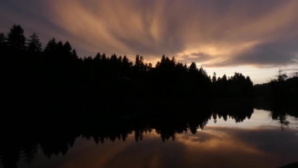 Grand plan d'eau reflétant l'horizon silhouetté — Video