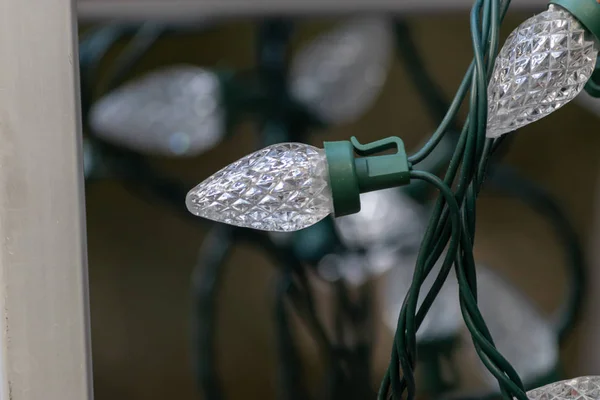 Holiday lights in group hanging down ready to decorate outdoors — 스톡 사진