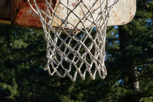 Close up of an old red basketball hoop — Stock Photo, Image