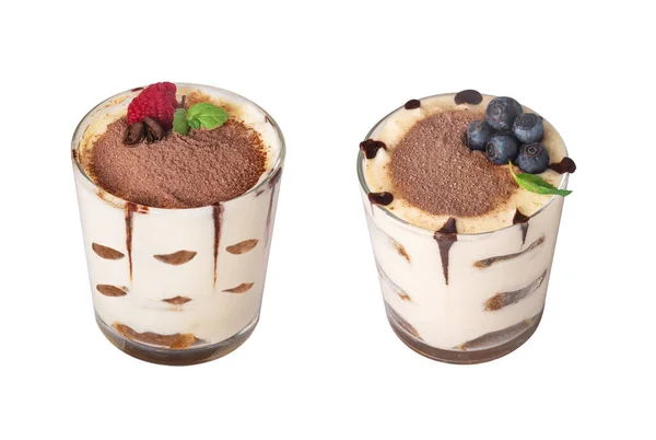 Tiramisu Glas Isoliert Auf Weißem Hintergrund — Stockfoto