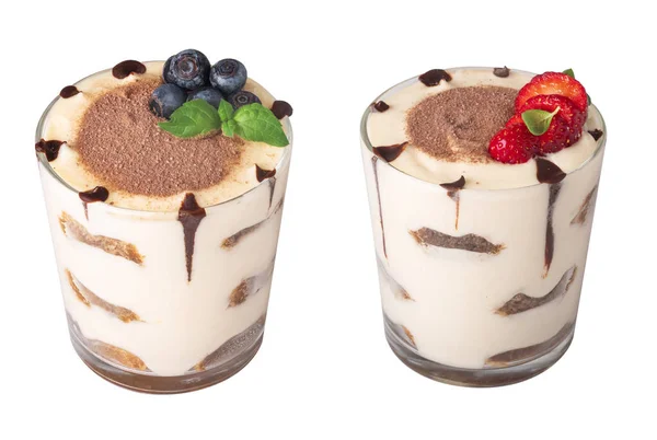 Tiramisu Glas Isoliert Auf Weißem Hintergrund — Stockfoto