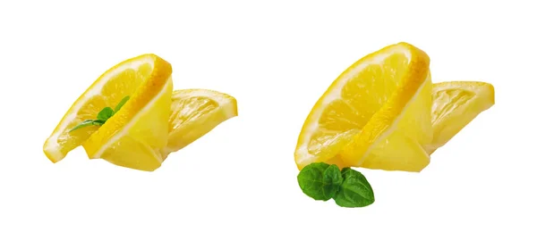 Lemon Slice Mint Isolated White Background — Stock Photo, Image