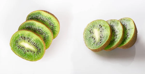 Kiwi Scheiben Isoliert Auf Weißem Hintergrund — Stockfoto