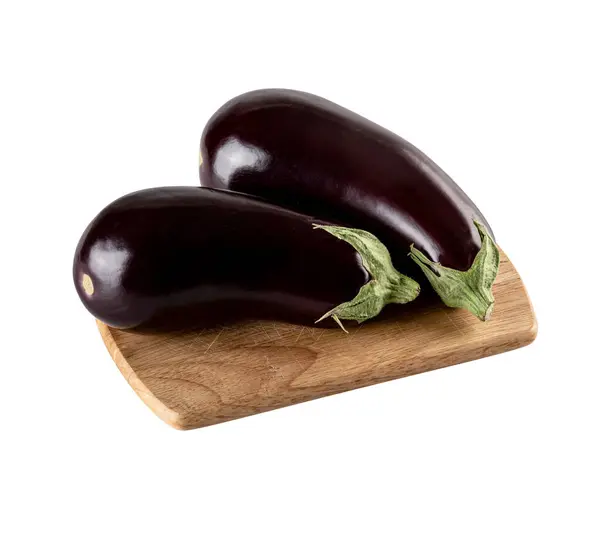 Verse Aubergine Plakjes Gesneden Geïsoleerd Een Witte Achtergrond — Stockfoto