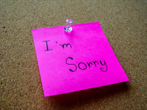 I 'm sorry on post it note — стоковое фото