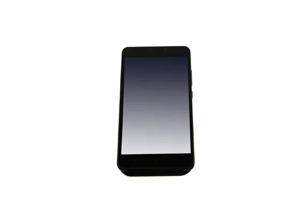 흰색 배경에 고립 된 블랙 스마트폰 — 스톡 사진