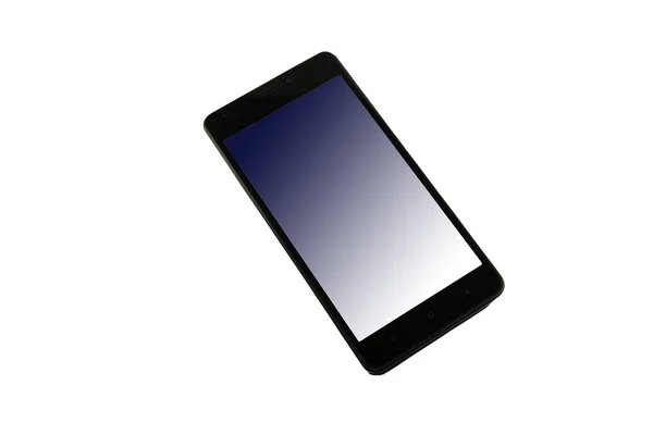흰색 배경에 고립 된 블랙 스마트폰 — 스톡 사진