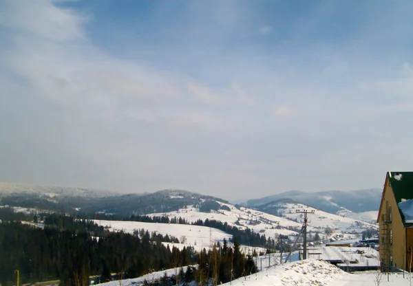 View on the winter Carpathians in Ukraine — Stock Photo, Image