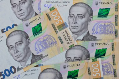Ukraynalı para. Beş yüz hryvnia banknotların arka plan